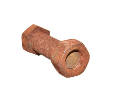 Sıkıştırılmış cıvata beyaz arkaplanda izole edildi