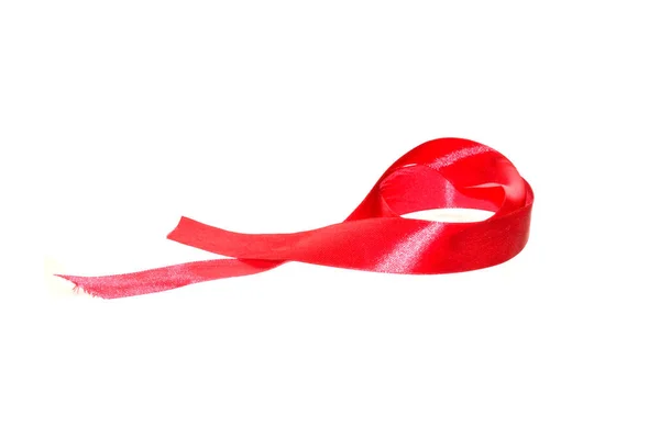 Red Ribbon Isolated White Background — Stock Photo, Image