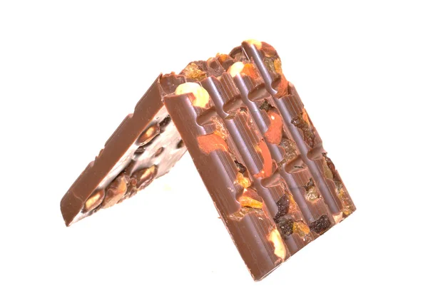 Σοκολάτα Που Απομονώνεται Λευκό Φόντο — Φωτογραφία Αρχείου