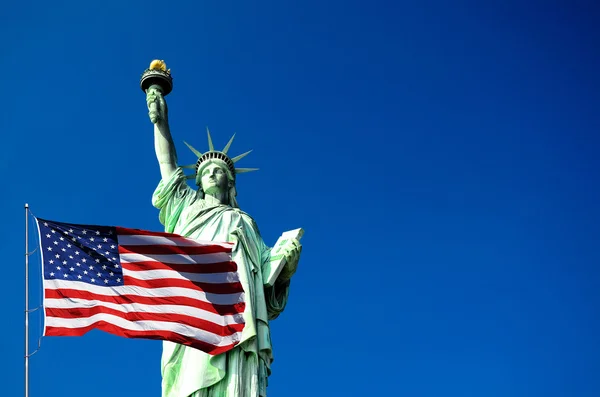 Estados Unidos Bandeira e Estátua da Liberdade — Fotografia de Stock