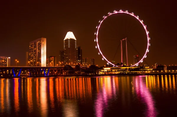 Singapurské panorama v noci — Stock fotografie