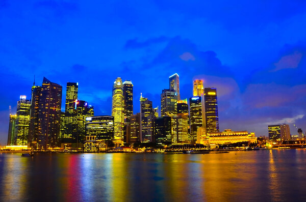 Beautiful Singapore skyline at night