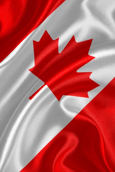Σημαία του Καναδά σε μεταξωτό ύφασμα — Φωτογραφία Αρχείου