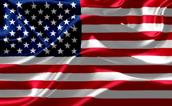 Bandera americana sobre tela de seda — Foto de Stock