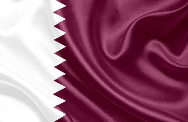 Katar dalgalanan bayrak — Stok fotoğraf
