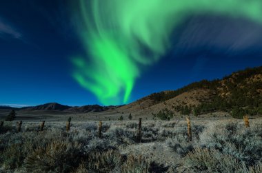 Yeşil Kuzey ışıkları aurora borealis