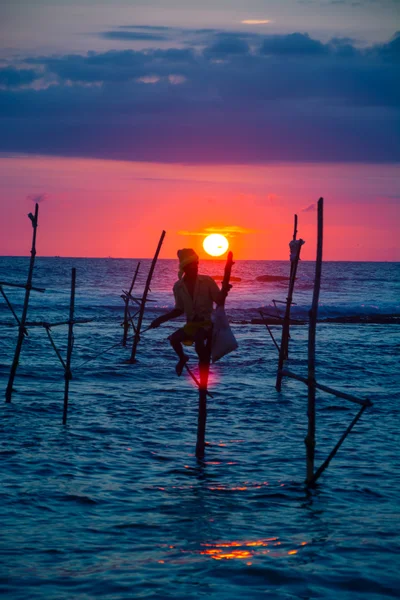 Sri Lanka tradisional stilt nelayan — Stok Foto