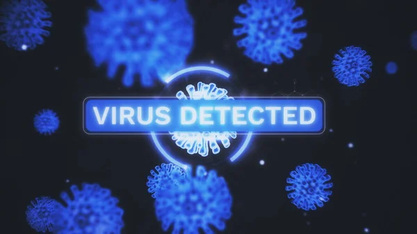 COVID19 koronavírus fertőzés vizualizáció. Patoghen sejtek belül fertőzött ember látható neon kék gömb mikroorganizmusok fekete alapon. Absztrakt koncepció 3d rendering closeup 4K videó. — Stock Fotó