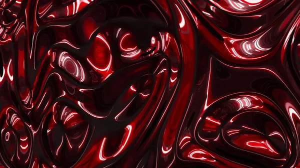 Yanardöner metalik parlak koyu kırmızı yüzey ve hareket eden dalgalar. Sıvı desenli lüks dokuyu kavra. 4K içinde döngü 3D görüntüleme. — Stok fotoğraf
