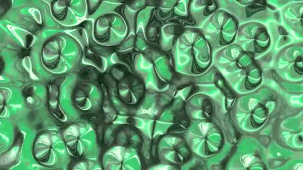 Superficie de color verde oscuro vibrante metálico iridiscente con ondas de movimiento. Concepto patrón líquido fondo holográfico. Renderizado 3D en bucle 4K. — Vídeo de stock