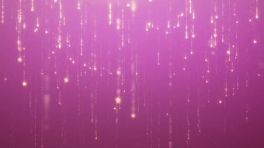 Öncü ekranlar için düşen ışıltılı yağmur cazibesi arka planı. Altın yıldızlar parçacıklarla düşer ve yok olur. 4k içinde hareket arkaplanı