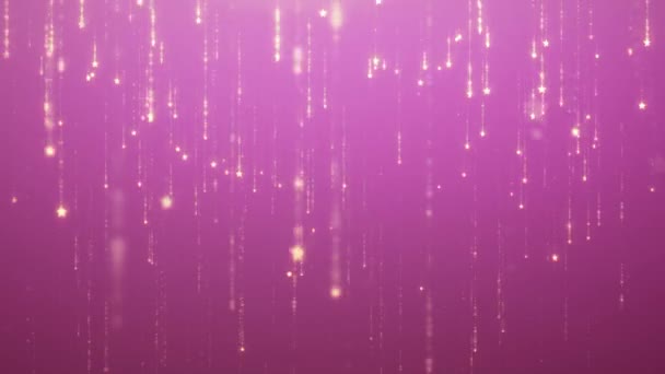 Fondo de glamour de lluvia chispeante caída para pantallas led. estrellas doradas caen y desaparecen la animación con partículas. Fondo de movimiento en 4k — Vídeos de Stock