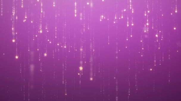 Chute étincelante pluie fond glamour pour écrans LED. étoiles dorées tombent et disparaissent animation avec des particules. Fond de mouvement pour hollyday en 4k — Video
