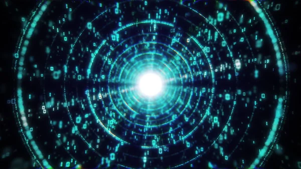 Big Data, Information Flow Technology Tunnel, Dijital Hatlar, Futuristik Matrix. İkili kodlu parçacık ağı. Teknolojik ve ilgili hareket geçmişi. Kusursuz 3B döngü oluşturucu