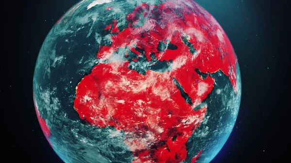 Omicron covid Coronavirus COVID-19 pandemische Weltkarte mit orangefarbenen Punkten infizierter Städte mit Gesundheitsstatistiken auf dem dunklen Festland. Epidemisches Konzept 3D-Rendering animierten Hintergrund in 4K-Video. — Stockfoto