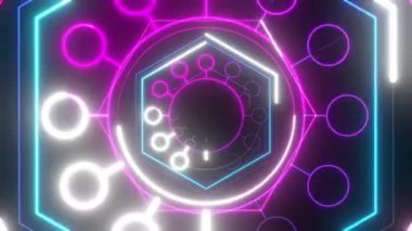 Neon Lights vj döngü 120 bpm pürüzsüz diskoTünelsiz Soyut Parlak Parçacıklar - 4K Kusursuz Döngüsüz Döngü Arkaplan Animasyonu