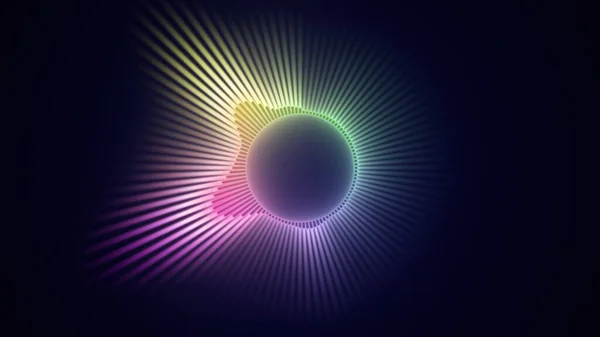 Циклическая радужная цветная VJ-графика движения, звуковой вю-метр спектра волны круга бить реагировать EDM бесшовный цикл для клубного концерта и высокотехнологичный фоновый экран. Проекционное отображение, UHD 4K 3D Стоковое Фото