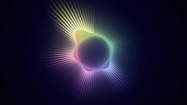 Döngülü gökkuşağı renkli VJ hareketli grafikler, sesli vu metre spektrum dalgaboyu dairesi ritmi kulüp konseri ve yüksek teknoloji arka plan ekranı için EDM 'siz döngü reaksiyonu. Projeksiyon haritalama, UHD 4K 3D