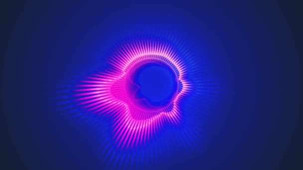 Audio visual equalizer loop animation glowing radial or circular equalizer animation. Visualization of recording and playback of sound, voice, music. Audio waveform with flowing dotts. 3D render UHD4K — Stock Video