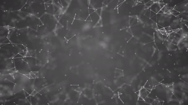 Graue Farbe Plexus-Hintergrund, Big-Data-Visualisierung, abstrakte Nanotechnologie Mesh globales Netzwerk mit Kopierraum animiert in perfekter Schleife uhd 4k 3840 2160 — Stockvideo