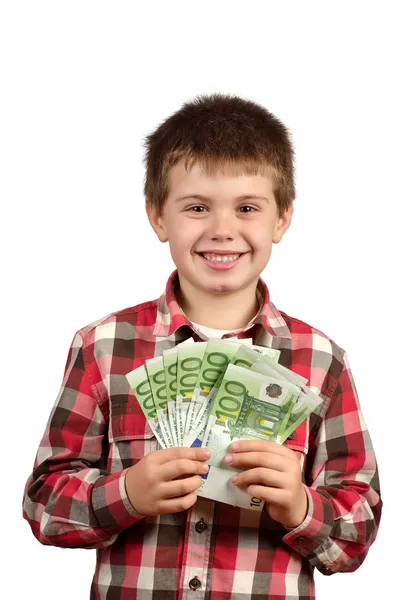 Boy showing his money — Stock Photo, Image
