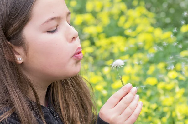 Girl making a wish — Stock Photo, Image