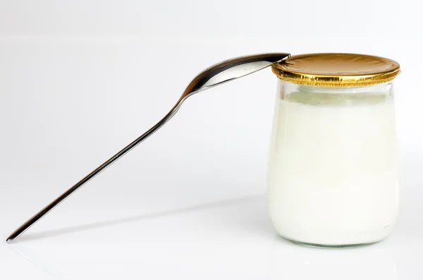 Iogurte com colher 6 — Fotografia de Stock