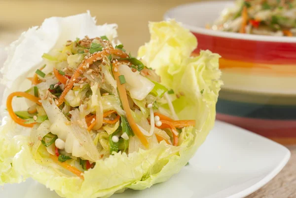 Fried Vegetable Lettuce Cup Wraps — Stock Photo, Image