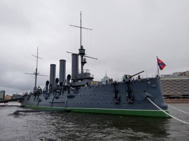Cruiser Aurora Neva Nehri üzerinde, Saint Petersburg, Rusya