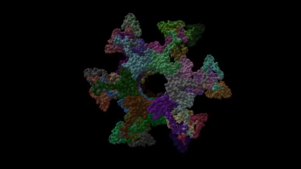 Topologisches Modell Der Siphophage Virion Baseplate Ruhend Aktivierten Konformationen Animierter — Stockvideo