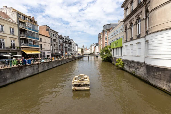 Ghent Belgium July 2018 Leie River Ajuinlei Street — ストック写真