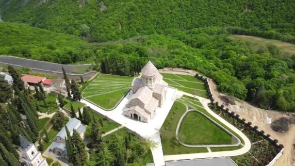 Fotocamera Drone Vola Intorno Monastero San Nino Bodbe Georgia — Video Stock