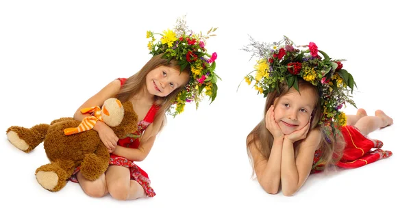 La fille dans une couronne en studio — Photo