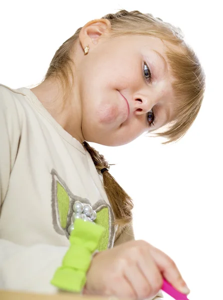 Nice little girl playing with — Stock Photo, Image