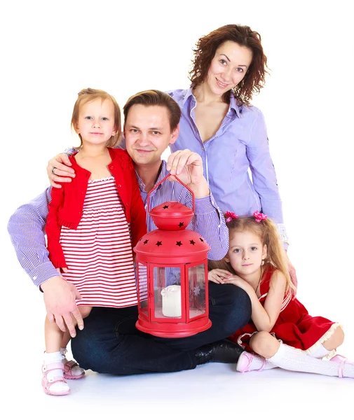 Young pair with two daughters — Stock Photo, Image