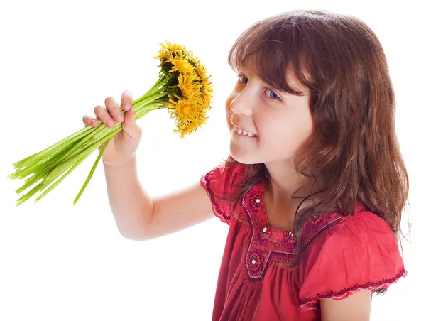 The beautiful girl with a bouquet — Stock Photo, Image