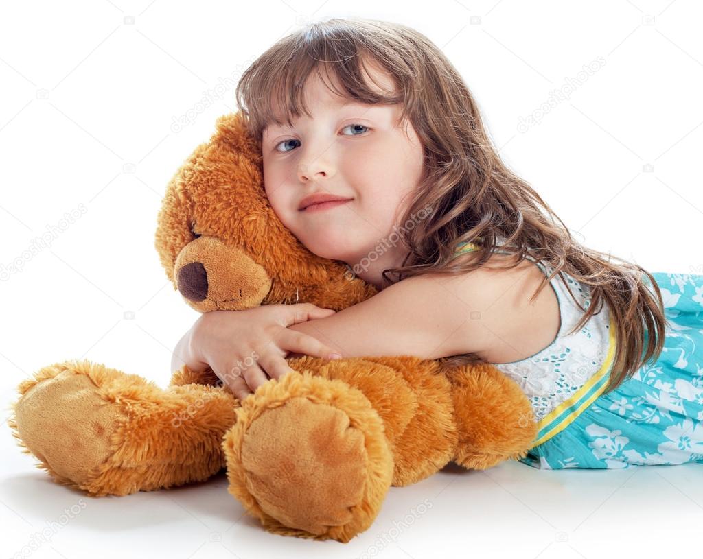 the girl the blonde with a bear