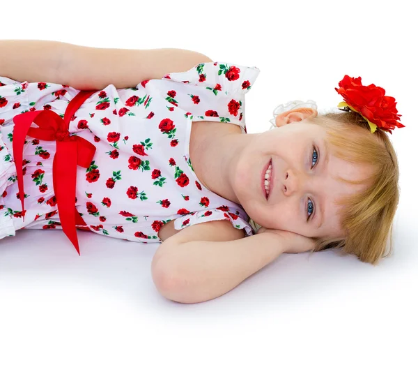 Charming blonde little girl look. — Stock Photo, Image