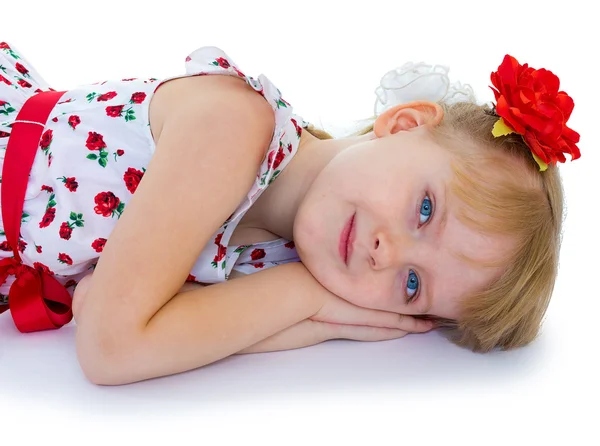 Charming blonde little girl look. — Stock Photo, Image