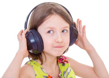 müzik kulaklık, küçük kız