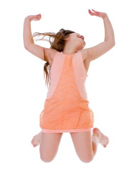 genç kız tatilde atlama.