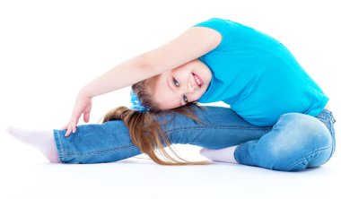 beyaz zemin üzerine kız jimnastikçi