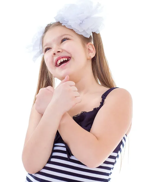 Portrait of a emotional beautiful little girl. — Stock Photo, Image