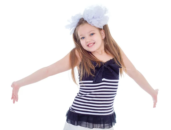 Criança com saco escolar. Menina com saco escolar — Fotografia de Stock