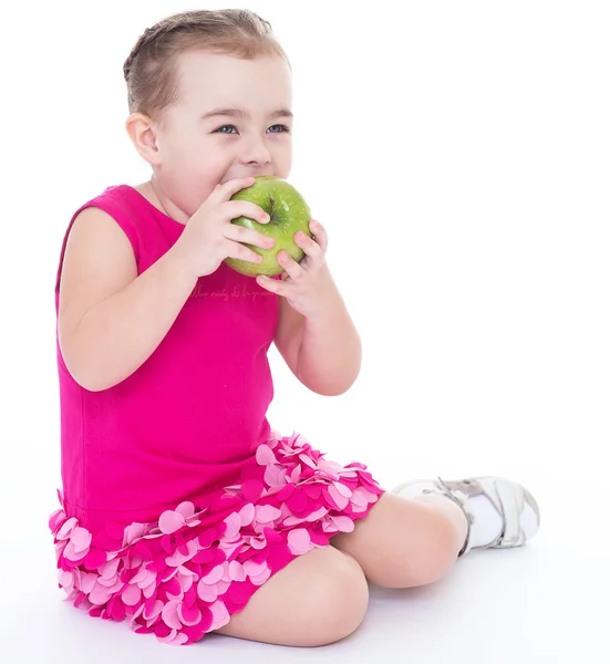 苹果的小女孩 — 图库照片