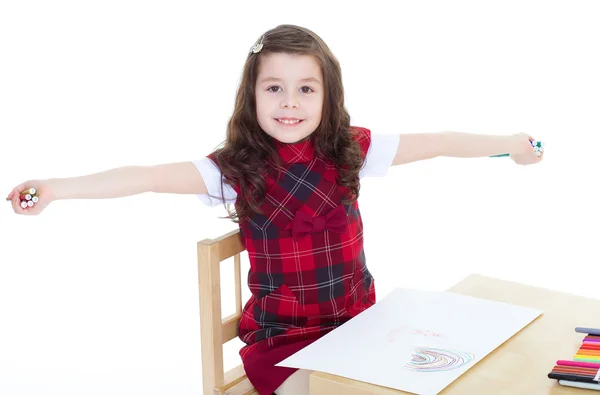 Kinderen tekening met krijtjes. — Stockfoto