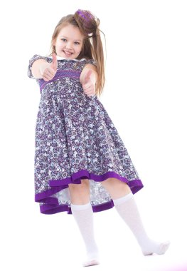 Kız iplik ve el sallayarak atlama