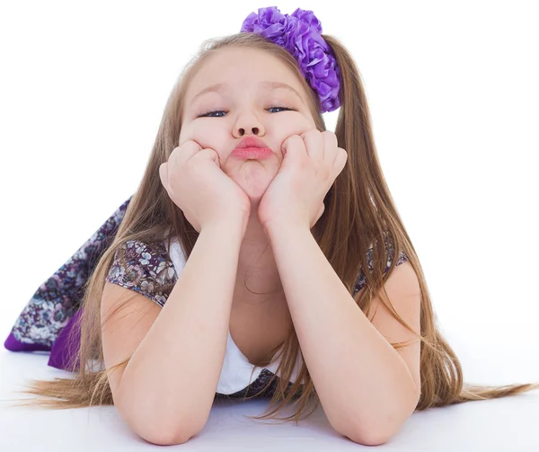 Sorriso da bela menina de 6 anos — Fotografia de Stock
