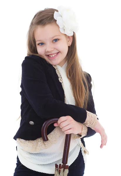 Girl with umbrella posing in studio. — Stock Photo, Image