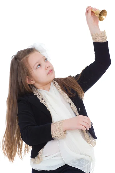 Girl with a bell. — Stock Photo, Image